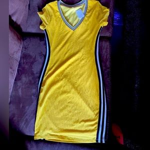 Charlotte Russe yellow dress with black and white stripe